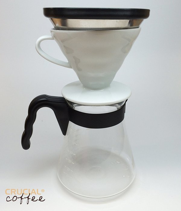 Washable & Reusable Stainless Steel Cone Coffee Filter & Pour Over Kettle, Fits Hario V60 02 & 03 Coffee Drippers... N4