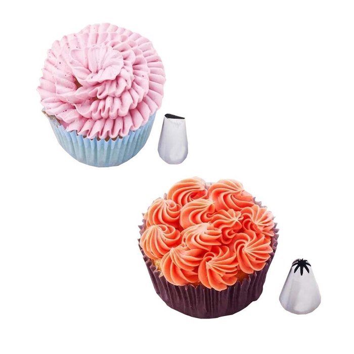 Useful Home Dessert Shop Pastry Tube Set Unique Bake Tool 2 Pieces D
