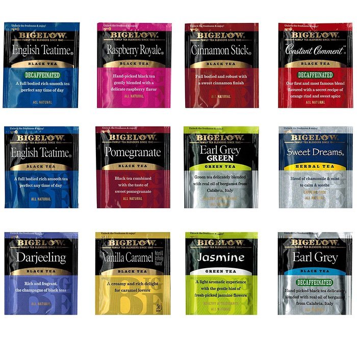 Bigelow Tea Sampler 54 Classic Flavor Assortment Tea Bags in Foil with Deliciously Rich Flavor Variations - Green... N4