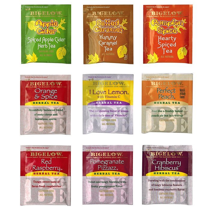 Bigelow Tea Sampler 54 Classic Flavor Assortment Tea Bags in Foil with Deliciously Rich Flavor Variations - Green... N5