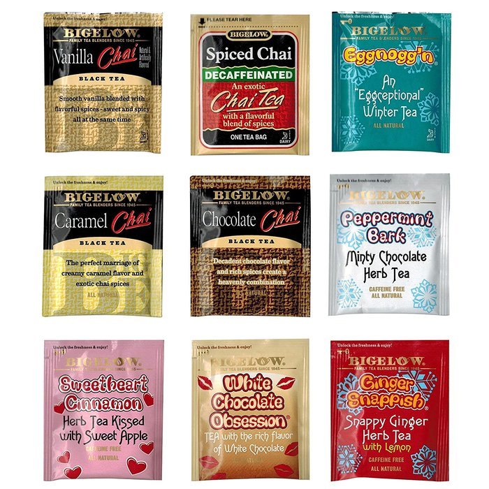 Bigelow Tea Sampler 54 Classic Flavor Assortment Tea Bags in Foil with Deliciously Rich Flavor Variations - Green... N6