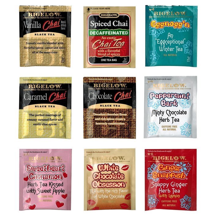 Bigelow Tea Sampler 54 Classic Flavor Assortment Tea Bags in Foil with Deliciously Rich Flavor Variations - Green... N14