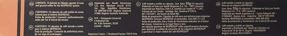 Nespresso 50 Capsules (5 Sleeves) BUKEELA ka Ethiopia , Lungo Intensity 3 , Fresh N2