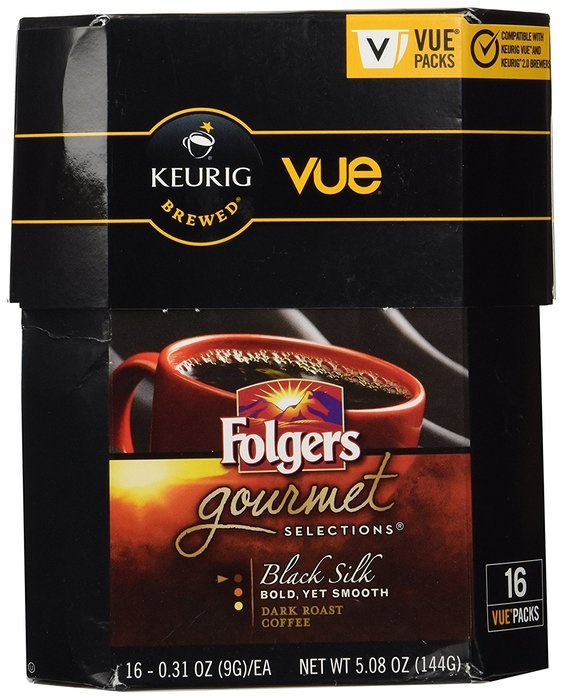 32 Count - Folgers Gourmet Selections Black Silk Bold Coffee Vue Cup For Keurig Vue Brewers
