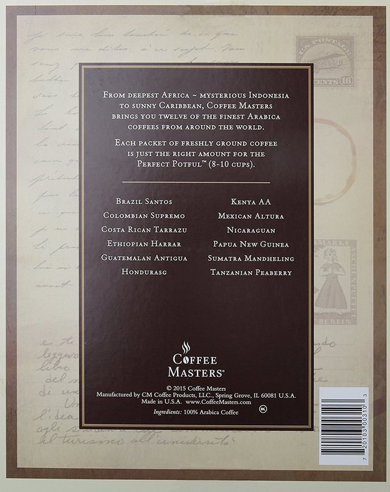 Coffee Masters New Around the World in Twelve Coffees Variety Pack Gift Set, Ground, 1.5-ounce Packets (Pack of... N3
