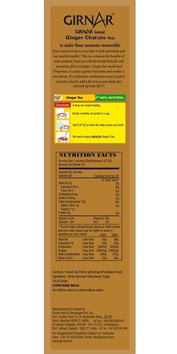 Girnar Instant Chai (Tea) Premix With Ginger 10 Sachet Pack