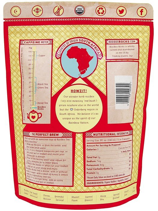 ROOIBOS ROCKS 16oz Delicious South African Red Bush 100% Natural Organic, Caffeine Free, Loose Leaf Tea - Pure... N2