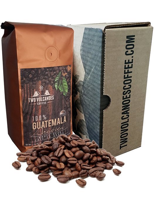 Two Volcanoes Coffee - Gourmet Guatemala Whole Bean Medium Roast Single-Origin Coffee. 1 lb N3