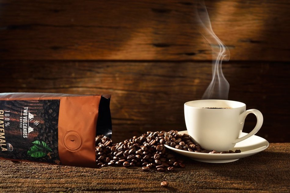 Two Volcanoes Coffee - Gourmet Guatemala Whole Bean Medium Roast Single-Origin Coffee. 1 lb N14
