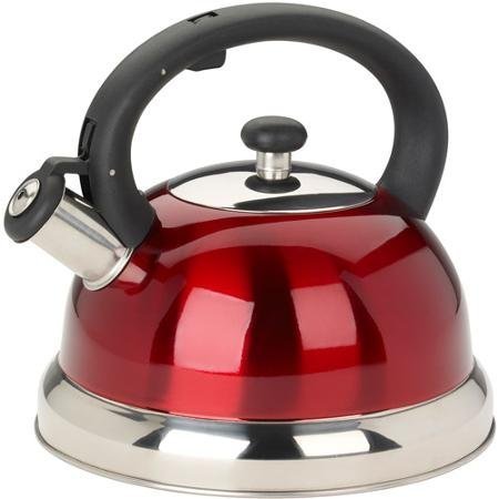 Durable Whistling 2.5L Stainless Steel Tea Kettle, Red