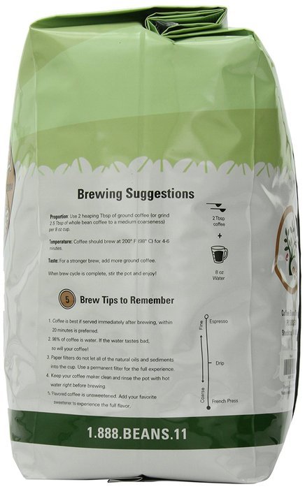 Coffee Bean Direct Ethiopian Yirgacheffe, Whole Bean Coffee, 5-Pound Bag N2