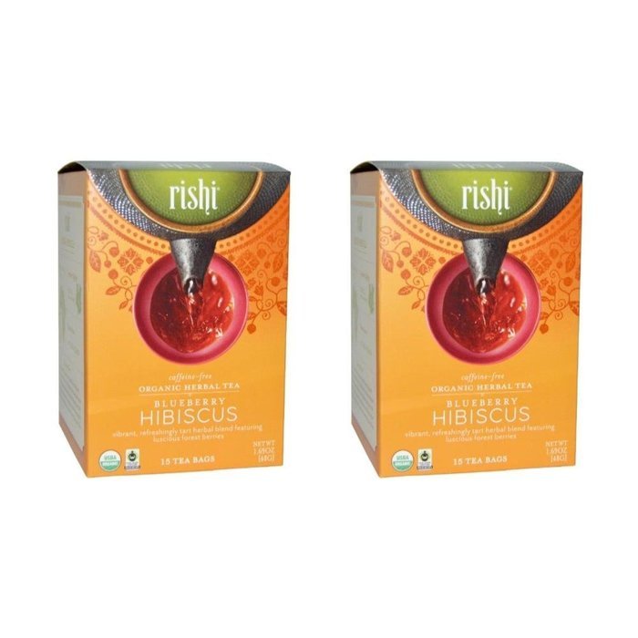 Rishi Tea Organic Herbal Tea Caffeine-Free Blueberry Hibiscus -- 15 Tea Bags (Pack of 2)