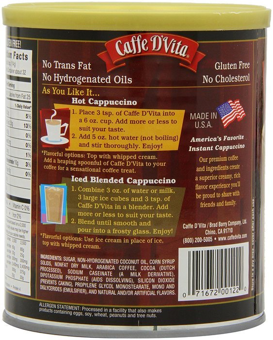 Caffe D'Vita French Vanilla Cappuccino, 16 Ounce Cans (Pack of 6) N7