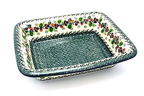 Polish Pottery Baker - Casserole - Burgundy Berry Green