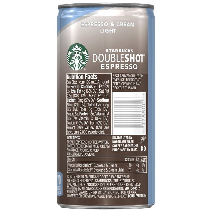 Starbucks Doubleshot, Espresso + Cream, 6.5 Ounce, 12 Pack