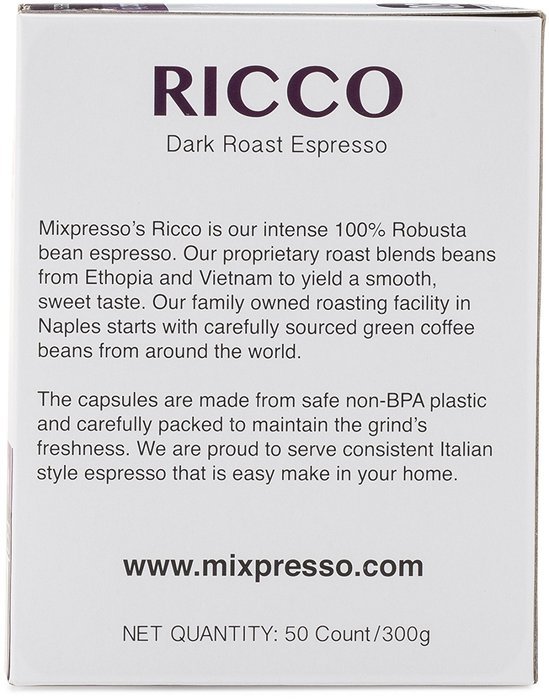 Nespresso Pods (Compatible) - Espresso From Italy - By Mixpresso (50 Capsules, Ricco: Intense) (Packaging may... N3