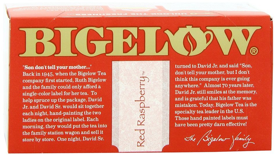 Bigelow Red Raspberry Herbal Tea, 20-Count Boxes (Pack of 6) N4