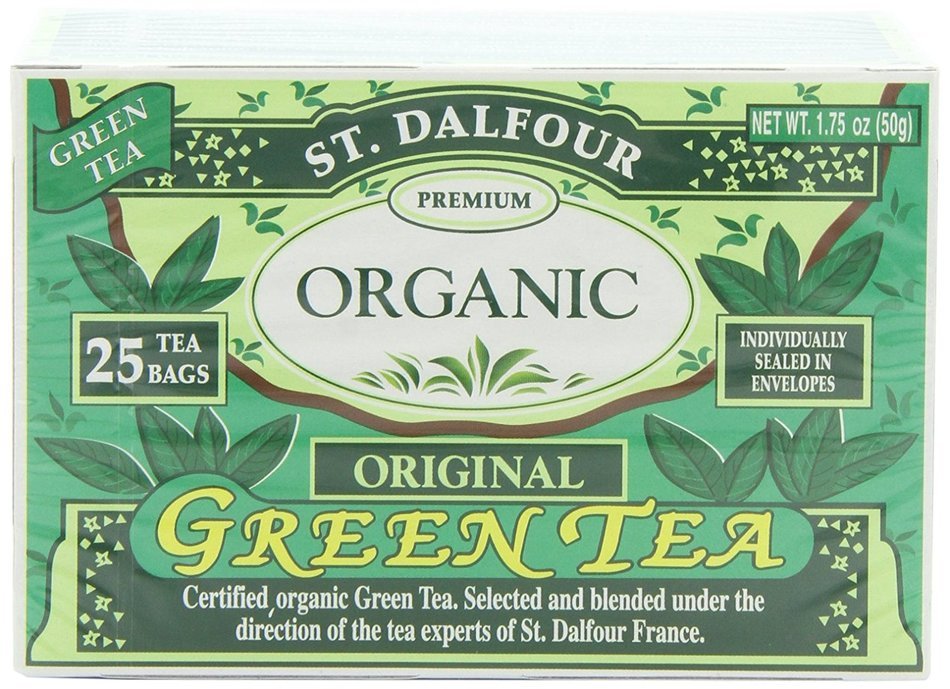 ST. DALFOUR Organic Green Tea, Tea Bags, Original, 1.75-Ounce Bags, 25-Count Boxes (Pack of 6)