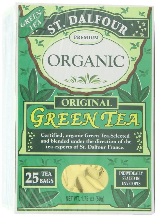 ST. DALFOUR Organic Green Tea, Tea Bags, Original, 1.75-Ounce Bags, 25-Count Boxes (Pack of 6) N2