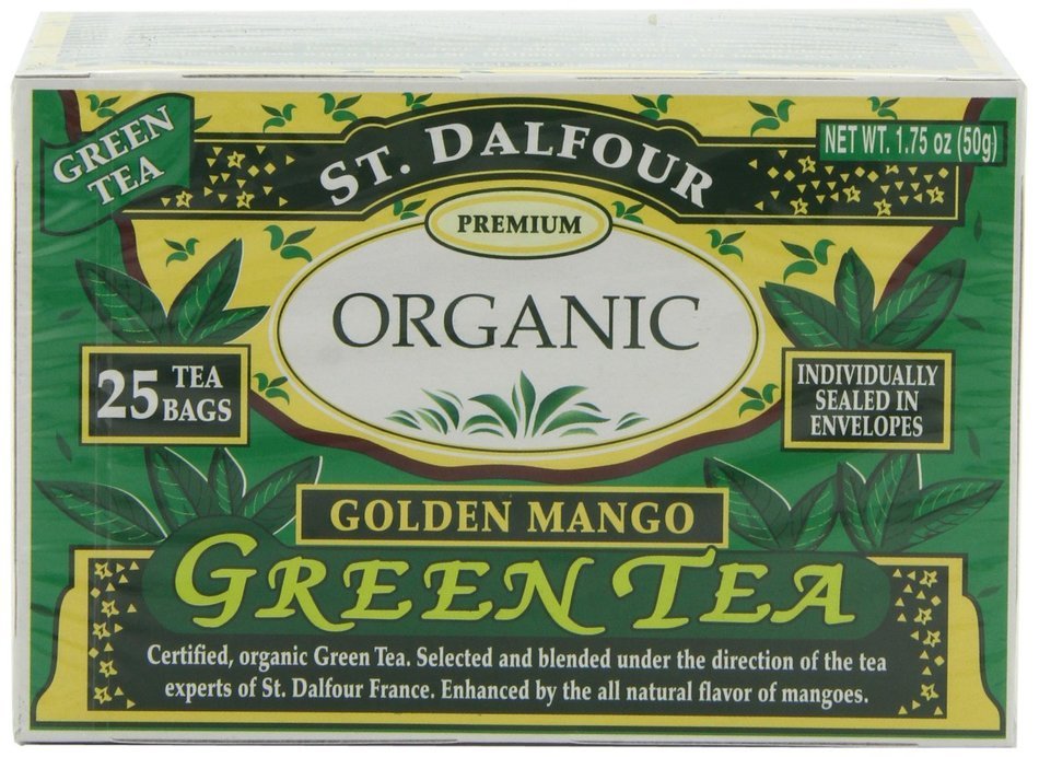ST. DALFOUR Organic Green Tea, Tea Bags, Original, 1.75-Ounce Bags, 25-Count Boxes (Pack of 6) N7