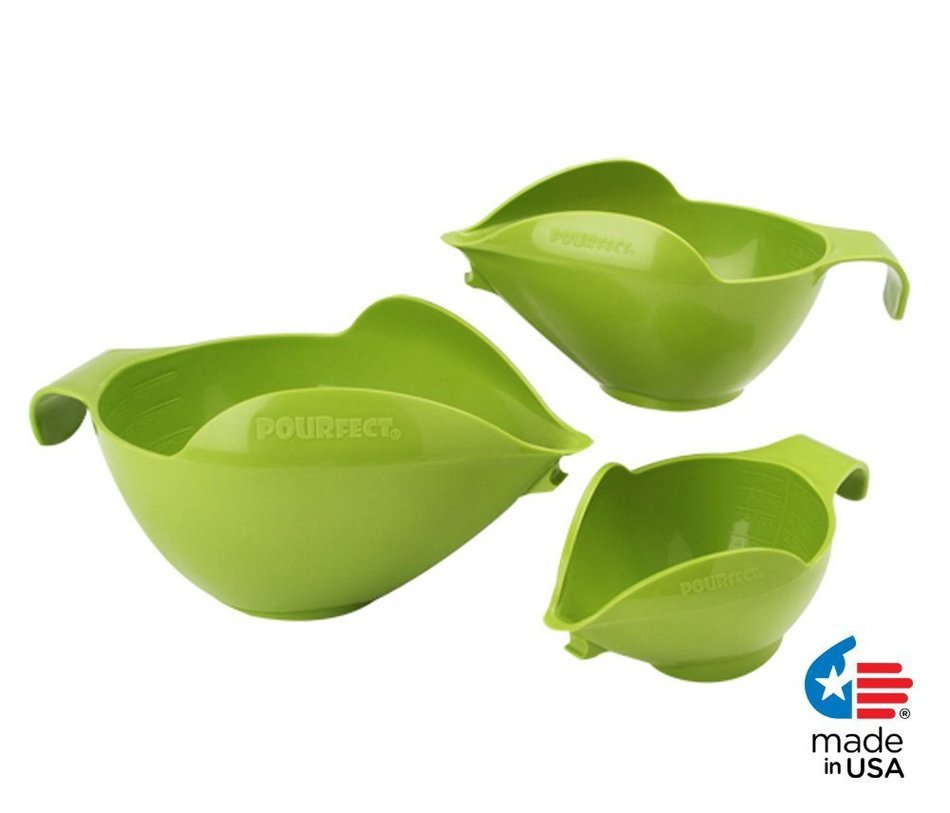 POURfect Mixing Bowls 1005 3pc Prep Set, 1-2-4 Cup, Empire Red N11
