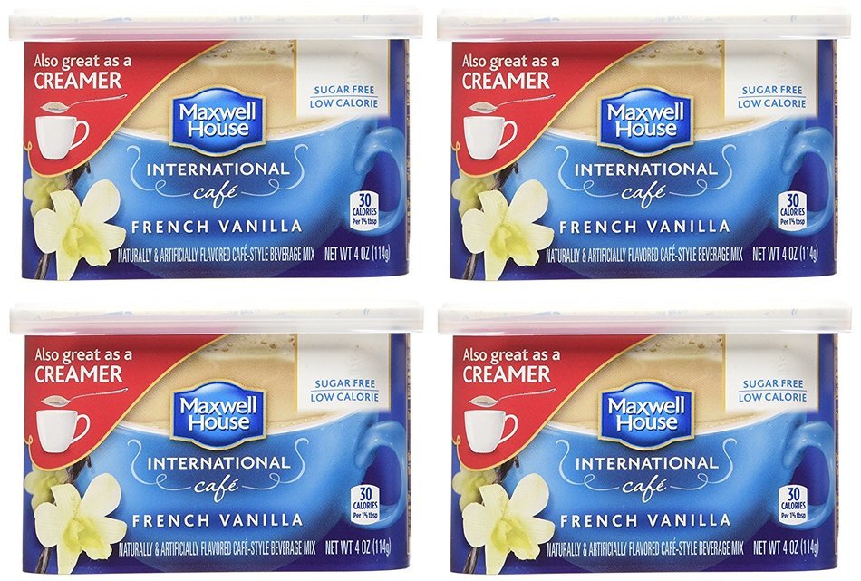 Maxwell House International Coffee Sugar Free French Vanilla Cafe, 4-Ounce Cans (Pack of 4)