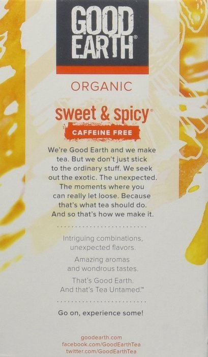 Good Earth Teas Organic Sweet and Spicy Caffeine Free Herbal 18 Tea Bags, 4 Count N2