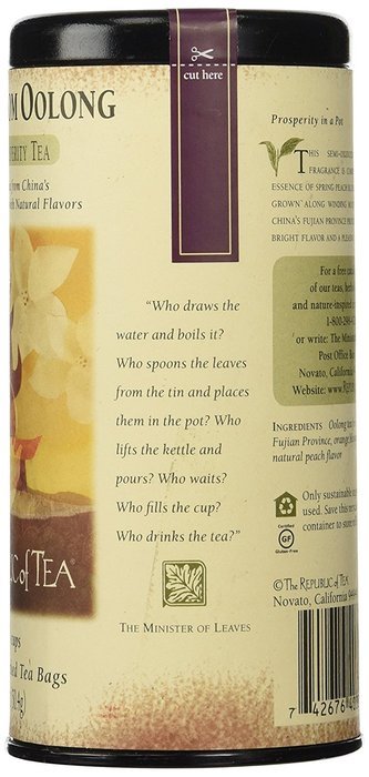 The Republic Of Tea, Milk Oolong Tea, 36 Tea Bag Tin N7