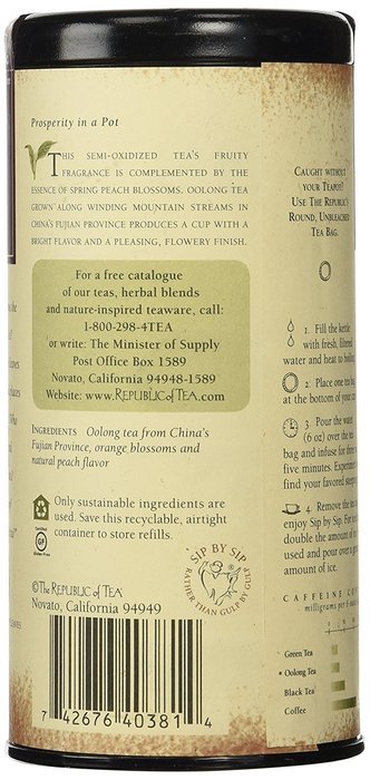 The Republic Of Tea, Milk Oolong Tea, 36 Tea Bag Tin N8