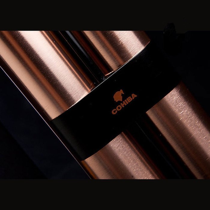 Cigar Metal Aluminum Case 2 Tubes Holder Hydrating With Humidifier (Black) N9