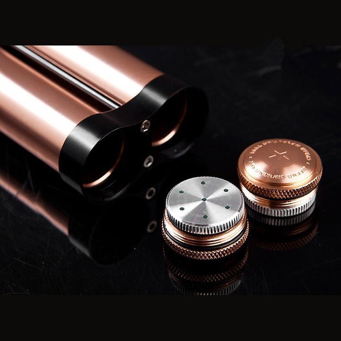 Cigar Metal Aluminum Case 2 Tubes Holder Hydrating With Humidifier (Black) N11