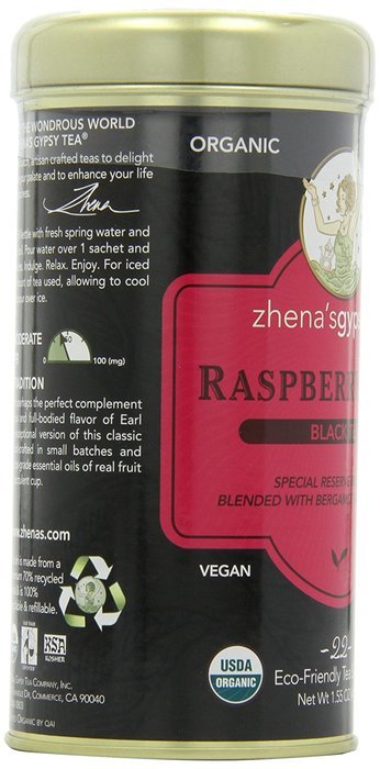 Zhena's Gypsy Tea, Raspberry Earl, 1.55 Oz, 22 Count Tea Sachets N9