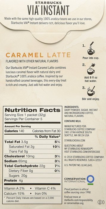 Starbucks Via Caramel Latte 5 Packets (Pack of 1) N2