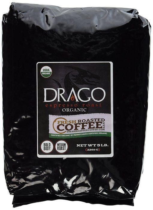 Drago Organic Espresso Blend Coffee, Whole Bean, Fresh Roasted Coffee LLC. (5 lb.)