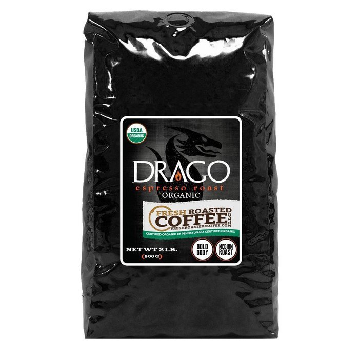 Drago Organic Espresso Blend Coffee, Whole Bean, Fresh Roasted Coffee LLC. (5 lb.) N2