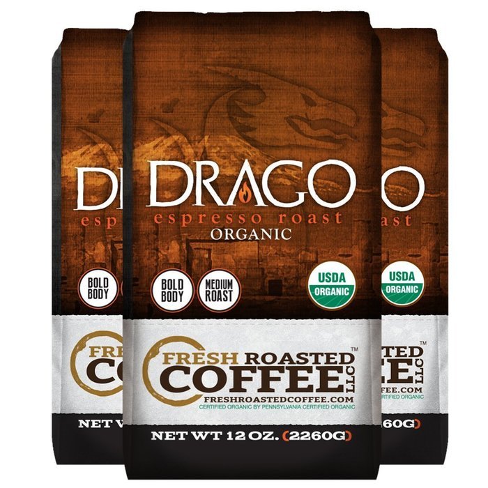Drago Organic Espresso Blend Coffee, Whole Bean, Fresh Roasted Coffee LLC. (5 lb.) N4