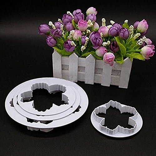 ASDOMO Peony Flower Petal Fondant Sugarcraft Cake Cookie Cutter Decorating Mould for Cupcake Decorating 4 PCS... N5