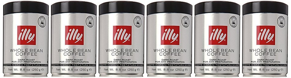 Illy Scuro Whole Bean Coffee Dark Roast- Pack of Six 8.8 oz. Coffee Cans N2