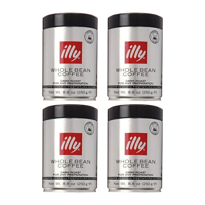 Illy Scuro Whole Bean Coffee Dark Roast- Pack of Six 8.8 oz. Coffee Cans N5