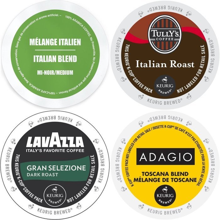 Italian Roast K-Cup Coffee 96 Count Variety Pack - Barista Prima Italian Roast, Lavazza Classico, Timothy's Italian... N8