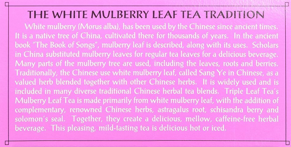 Triple Leaf Tea Bags, Mulberry Leaf, 20 Count N5