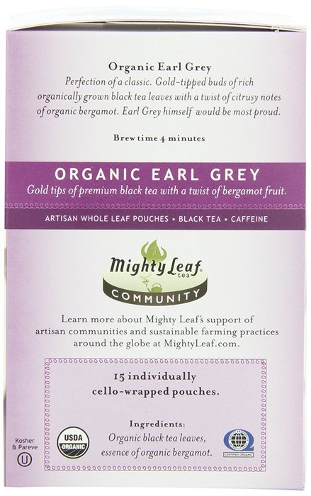 Mighty Leaf Black Tea, Organic Earl Grey, 15 Pouches (Pack of 3) N4
