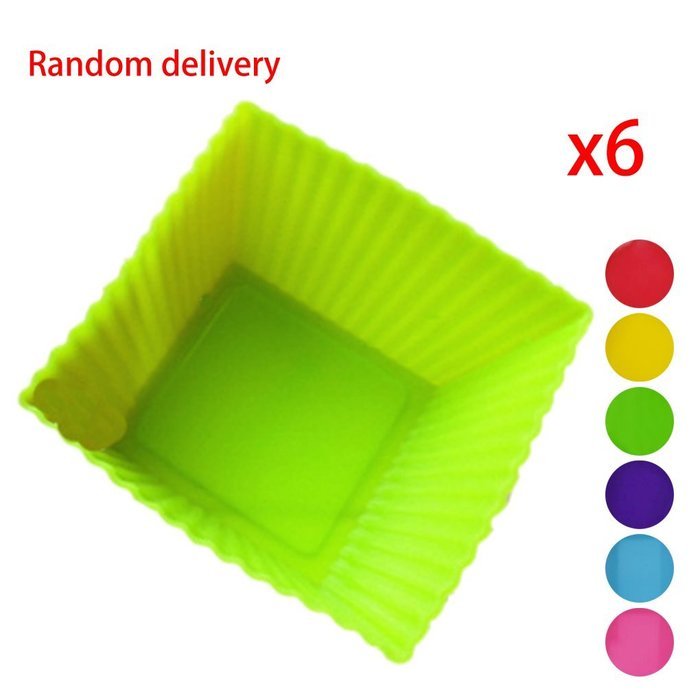 MuLuo 6Pcs Cake Muffin Chocolate Cupcake Liner Baking Cup Mold Mould Square Random