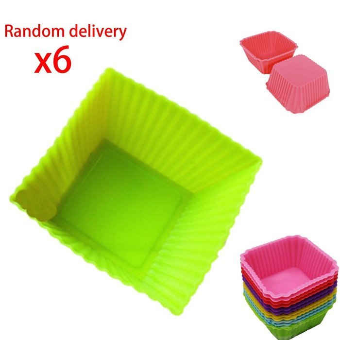 MuLuo 6Pcs Cake Muffin Chocolate Cupcake Liner Baking Cup Mold Mould Square Random N3