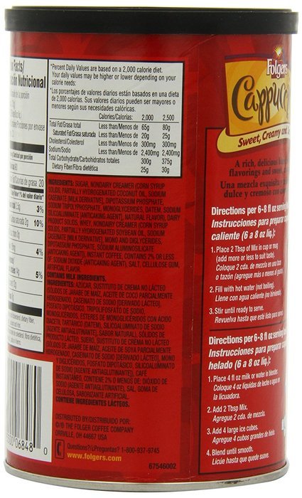Folgers Cappuccino French Vanilla Beverage Mix, 16 Ounce, 6 Count N4