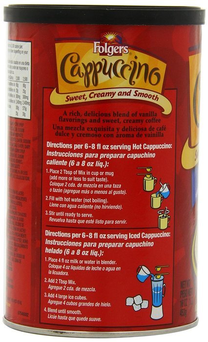 Folgers Cappuccino French Vanilla Beverage Mix, 16 Ounce, 6 Count N5