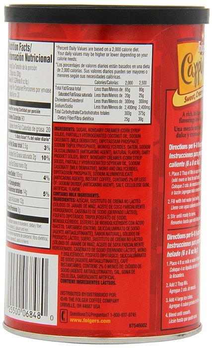 Folgers Cappuccino French Vanilla Beverage Mix, 16 Ounce, 6 Count N7