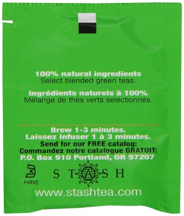 Stash Tea Ginger Peach Green Tea, 10 Count Tea Bags in Foil (Pack of 12) N12