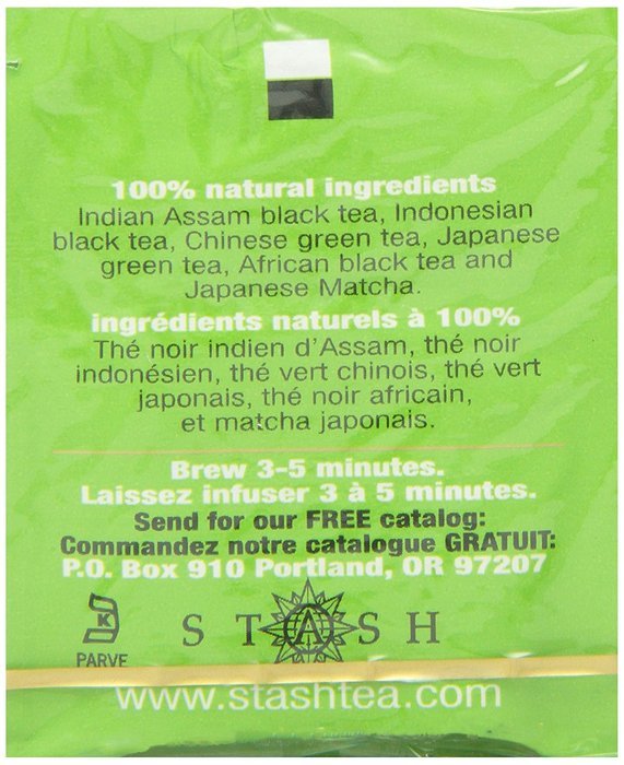 Stash Tea Ginger Peach Green Tea, 10 Count Tea Bags in Foil (Pack of 12) N28