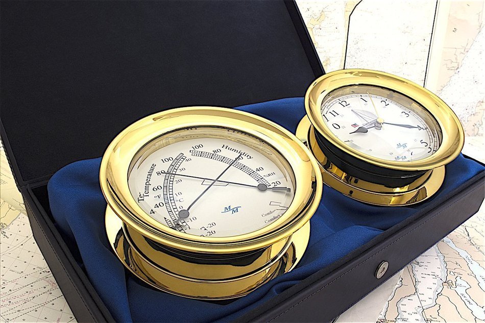 American Flag 5.85 Windlass Gift Set presented in a Leather Finish Felt Lined Gift Box with Clock and Comfort... N2